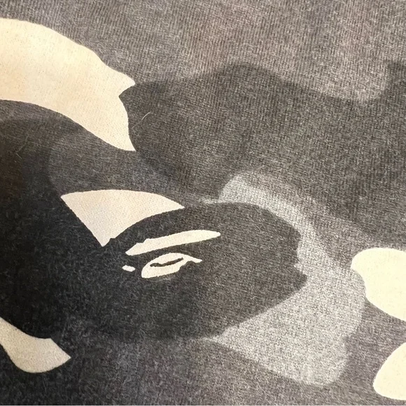 BAPE A Bathing Ape Camo Polo Shirt Gray/Black Ape Head Logo Mens Small - Picture 9 of 11